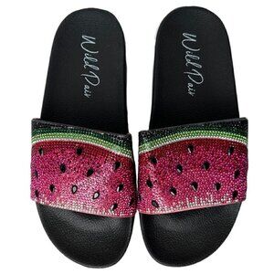 Wild Pair Watermelon Caroletta Platform Slides - NWB